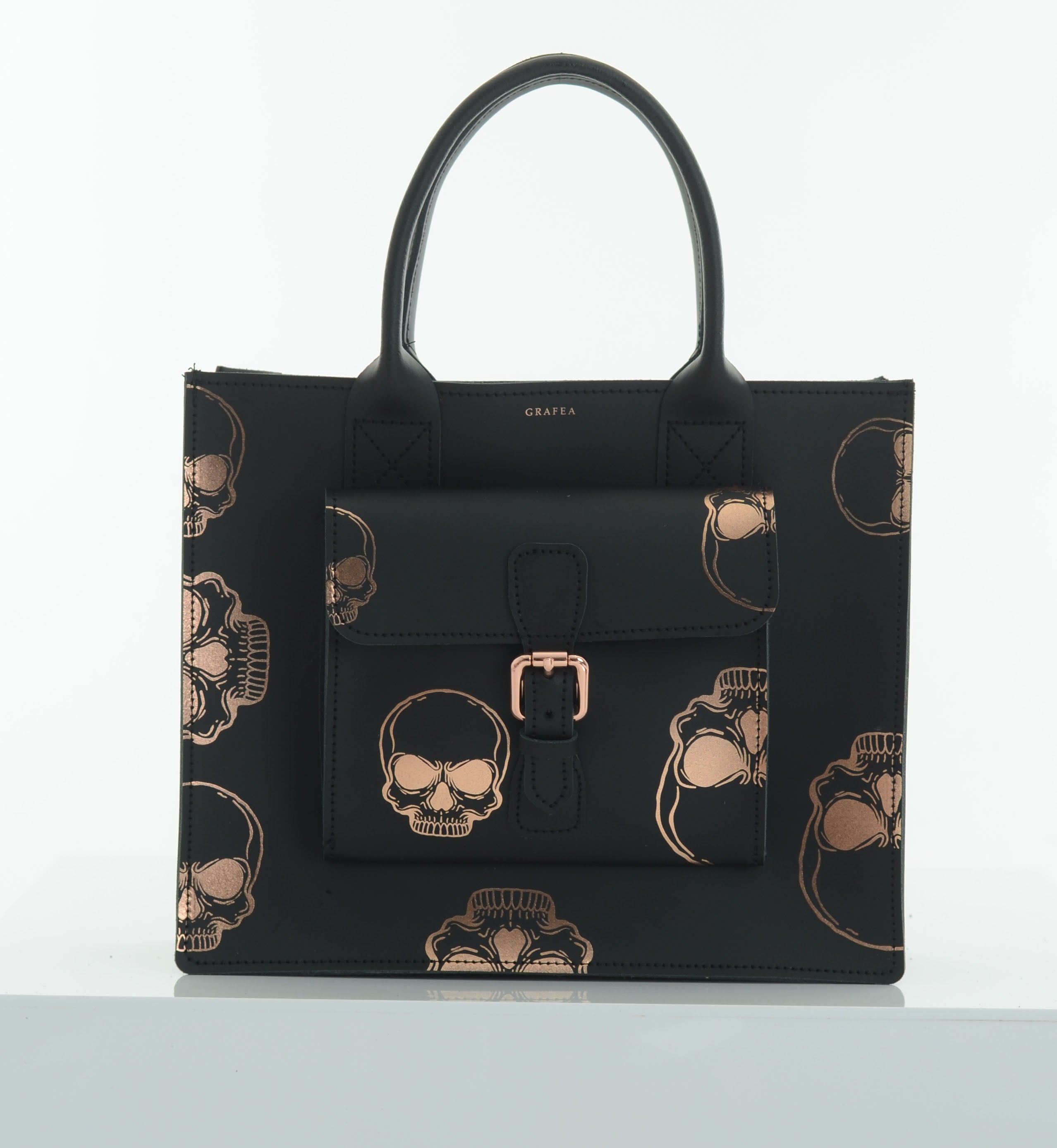 Skull leather tote online bag