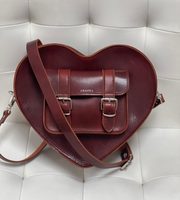 HEART SATCHEL ANTIQUE BURGUNDY W