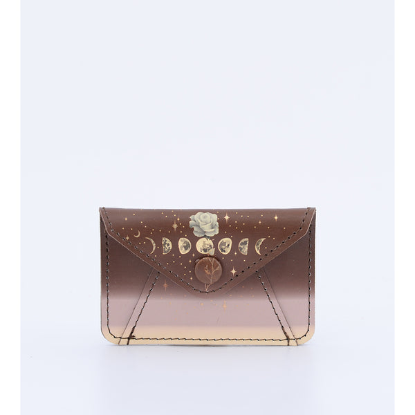 CARD WALLET BROWN ROSE MOON