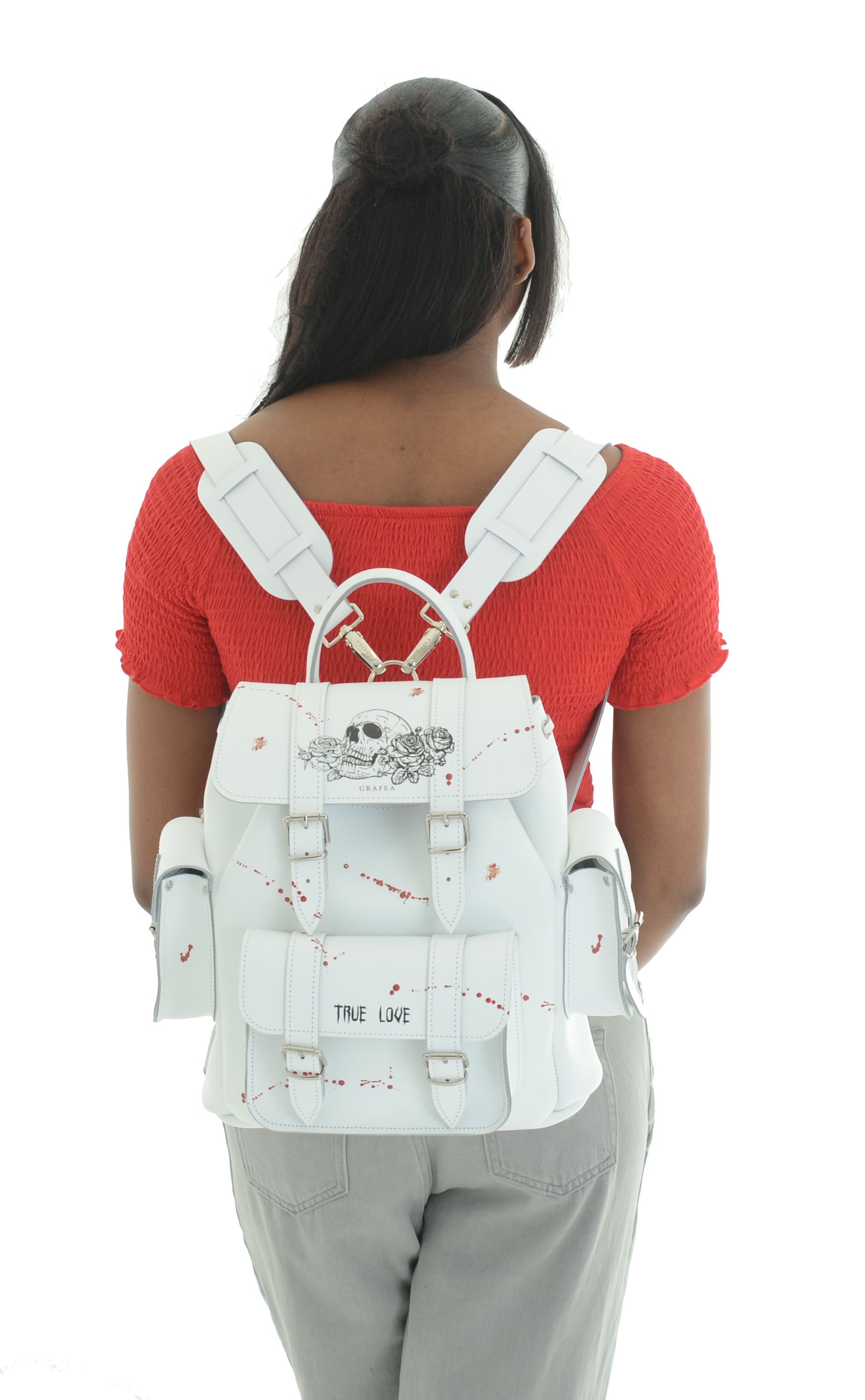 HARI II SPLATTER Leather Backpack GRAFEA