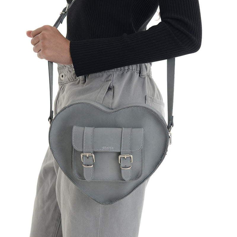 HEART SATCHEL NUBUCK GREY