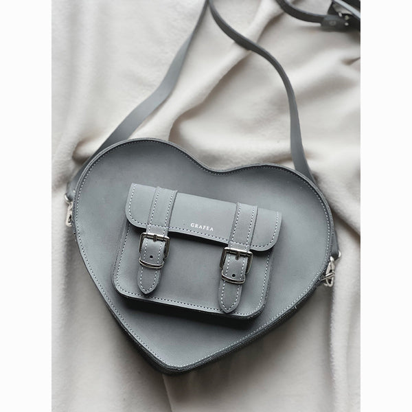 HEART SATCHEL NUBUCK GREY