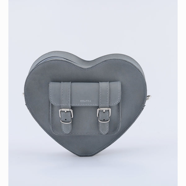 HEART SATCHEL NUBUCK GREY