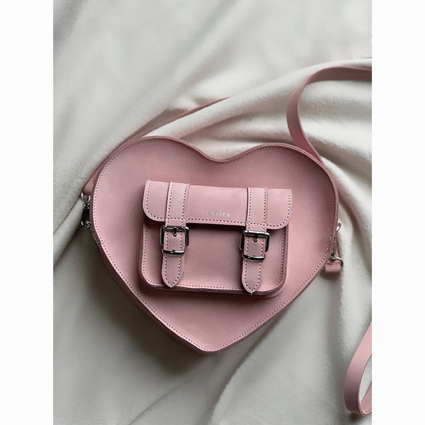 HEART SATCHEL NUBUCK PINK