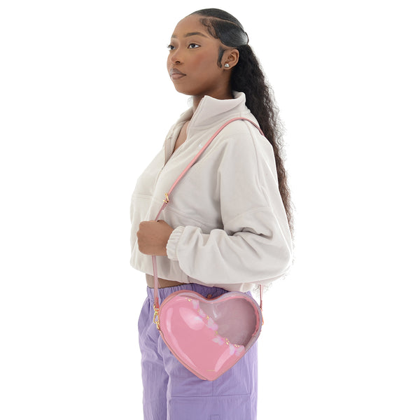 HEART SATCHEL PINK GLASS