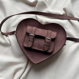 HEART SATCHEL VELVET BROWN