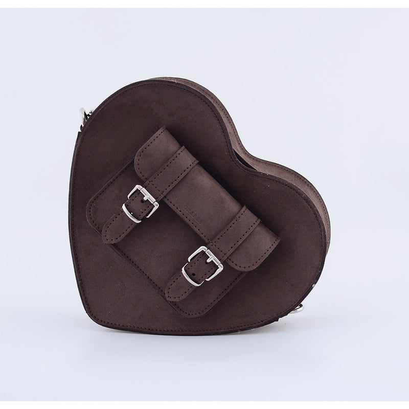 HEART SATCHEL VELVET BROWN