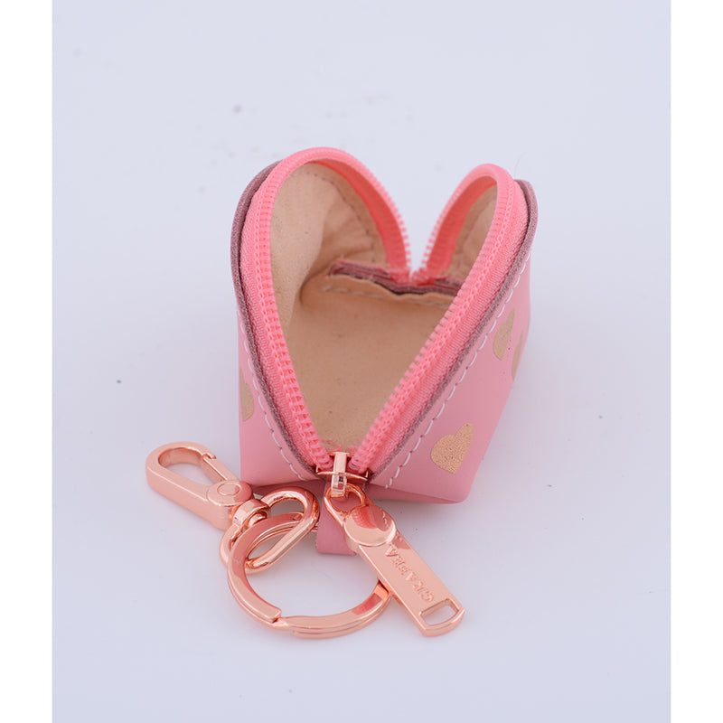 KEYRING PURSE ROSE GOLD HEARTS