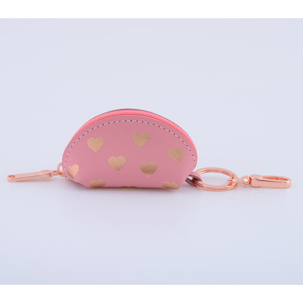 KEYRING PURSE ROSE GOLD HEARTS