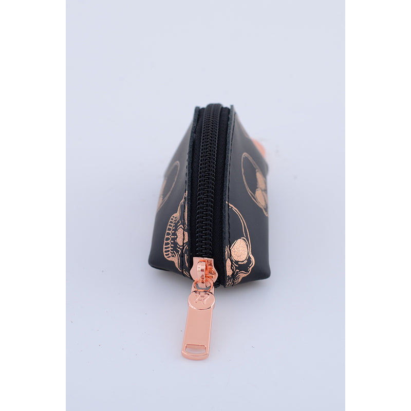 KEYRING PURSE ROSE GOLD SKULLS