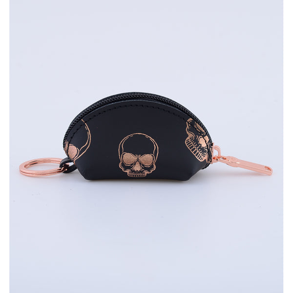 KEYRING PURSE ROSE GOLD SKULLS