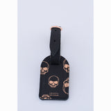 LEATHER LUGGAGE TAG ROSE GOLD SKULLS