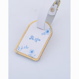 LEATHER LUGGAGE TAG BLUE GOLD