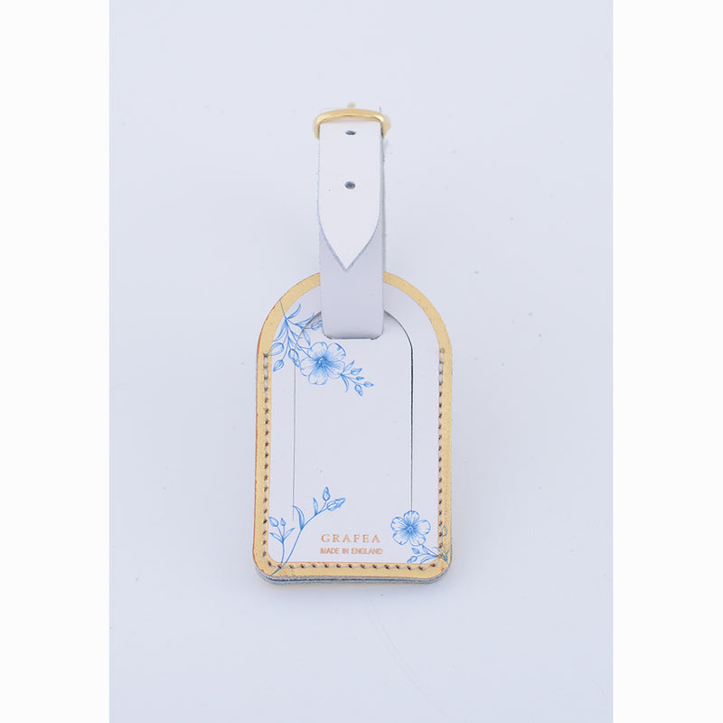 LEATHER LUGGAGE TAG BLUE GOLD